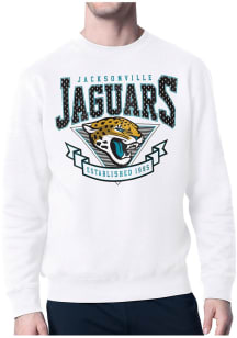 Starter Jacksonville Jaguars Mens White 80s Logo Long Sleeve Crew Sweatshirt