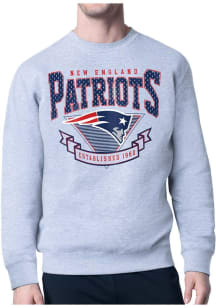 Starter New England Patriots Mens Grey 80s Logo Long Sleeve Crew Sweatshirt