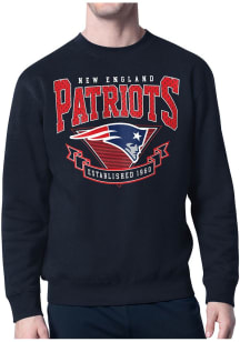 Starter New England Patriots Mens Navy Blue 80s Logo Long Sleeve Crew Sweatshirt