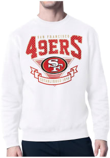 Starter San Francisco 49ers Mens White 80s Logo Long Sleeve Crew Sweatshirt