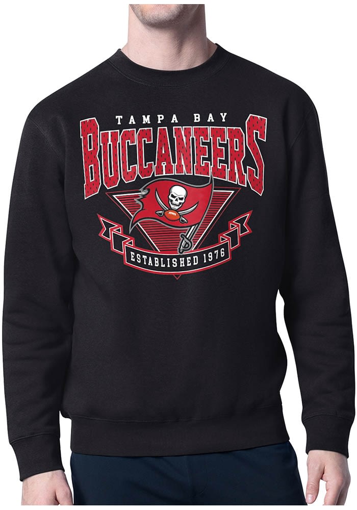 Starter Tampa Bay Buccaneers Mens BLACK 80s Logo Crew Sweatshirt