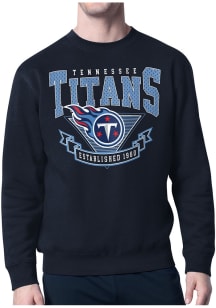 Starter Tennessee Titans Mens Navy Blue 80s Logo Long Sleeve Crew Sweatshirt