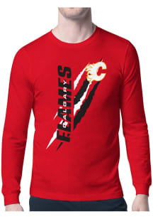 Starter Calgary Flames Red Color Scratch Long Sleeve T Shirt