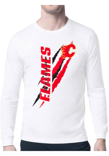 Starter Calgary Flames White Color Scratch Long Sleeve T Shirt