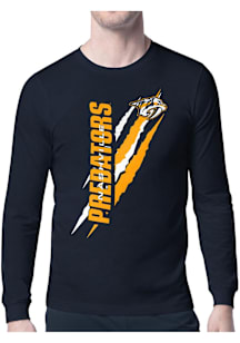 Starter Nashville Predators Navy Blue Color Scratch Long Sleeve T Shirt