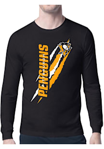Starter Pittsburgh Penguins Black Color Scratch Long Sleeve T Shirt