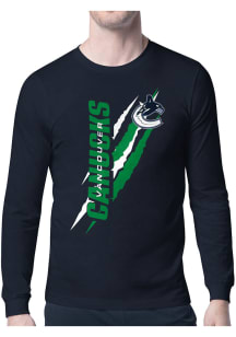Starter Vancouver Canucks Navy Blue Color Scratch Long Sleeve T Shirt