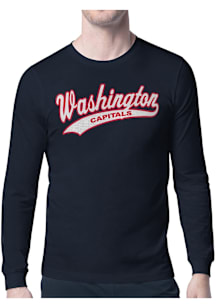 Starter Washington Capitals Navy Blue Tailsweep Long Sleeve T Shirt
