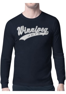 Starter Winnipeg Jets Navy Blue Tailsweep Long Sleeve T Shirt