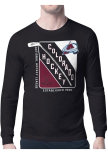 Starter Colorado Avalanche Black Shield Long Sleeve T Shirt