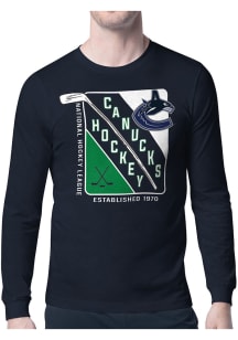 Starter Vancouver Canucks Navy Blue Shield Long Sleeve T Shirt