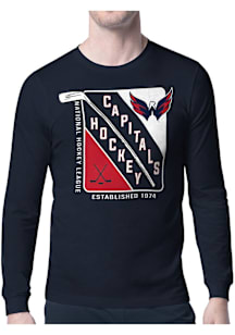 Starter Washington Capitals Navy Blue Shield Long Sleeve T Shirt