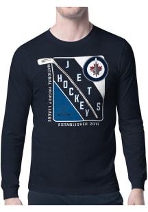 Starter Winnipeg Jets Navy Blue Shield Long Sleeve T Shirt