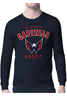 Starter Washington Capitals Navy Blue Logo Long Sleeve T Shirt