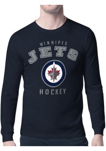 Starter Winnipeg Jets Navy Blue Logo Long Sleeve T Shirt