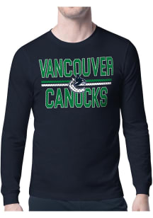 Starter Vancouver Canucks Navy Blue Mesh Logo Long Sleeve T Shirt