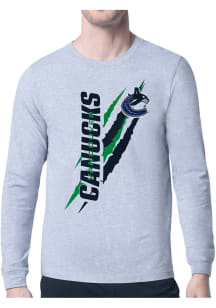 Starter Vancouver Canucks Grey Color Scratch Long Sleeve T Shirt