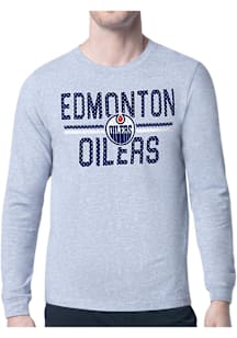 Starter Edmonton Oilers Grey Mesh Logo Long Sleeve T Shirt