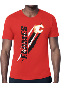 Starter Calgary Flames Red Color Scratch Short Sleeve T Shirt