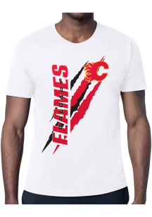 Starter Calgary Flames White Color Scratch Short Sleeve T Shirt