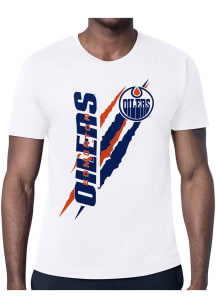 Starter Edmonton Oilers White Color Scratch Short Sleeve T Shirt