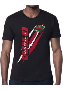 Starter Minnesota Wild Black Color Scratch Short Sleeve T Shirt