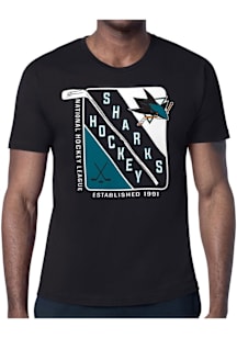 Starter San Jose Sharks Black Shield Short Sleeve T Shirt