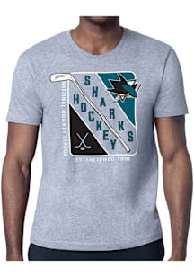 Starter San Jose Sharks Grey Shield Short Sleeve T Shirt