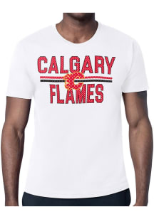 Starter Calgary Flames White Mesh Logo Short Sleeve T Shirt