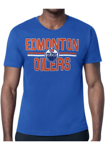 Starter Edmonton Oilers Blue Mesh Logo Short Sleeve T Shirt