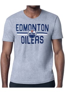 Starter Edmonton Oilers Grey Mesh Logo Short Sleeve T Shirt