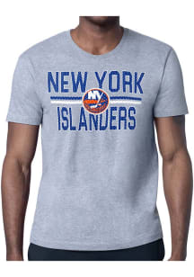 Starter New York Islanders Grey Mesh Logo Short Sleeve T Shirt