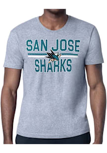 Starter San Jose Sharks Grey Mesh Logo Short Sleeve T Shirt