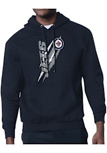 Starter Winnipeg Jets Mens Navy Blue Color Scratch Long Sleeve Hoodie
