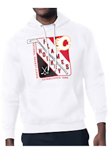 Starter Calgary Flames Mens White Shield Long Sleeve Hoodie