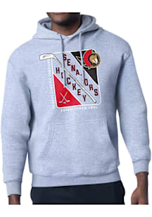 Starter Ottawa Senators Mens Grey Shield Long Sleeve Hoodie