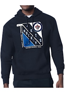 Starter Winnipeg Jets Mens Navy Blue Shield Long Sleeve Hoodie