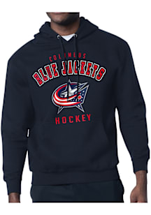 Starter Columbus Blue Jackets Mens Navy Blue Logo Long Sleeve Hoodie