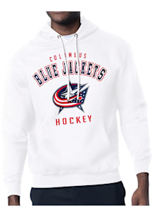 Starter Columbus Blue Jackets Mens White Logo Long Sleeve Hoodie