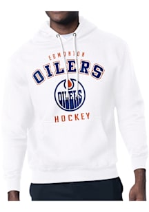 Starter Edmonton Oilers Mens White Logo Long Sleeve Hoodie