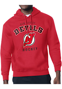 Starter New Jersey Devils Mens Red Logo Long Sleeve Hoodie