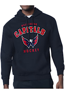 Starter Washington Capitals Mens Navy Blue Logo Long Sleeve Hoodie