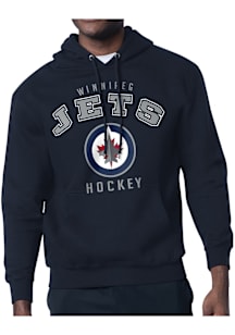 Starter Winnipeg Jets Mens Navy Blue Logo Long Sleeve Hoodie