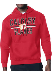 Starter Calgary Flames Mens Red Mesh Logo Long Sleeve Hoodie