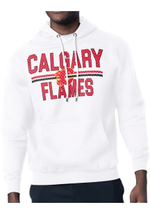 Starter Calgary Flames Mens White Mesh Logo Long Sleeve Hoodie