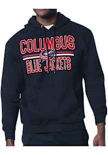 Starter Columbus Blue Jackets Mens Navy Blue Mesh Logo Long Sleeve Hoodie