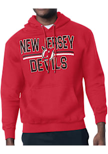 Starter New Jersey Devils Mens Red Mesh Logo Long Sleeve Hoodie