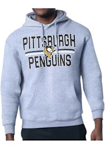 Starter Pittsburgh Penguins Mens Grey Mesh Logo Long Sleeve Hoodie