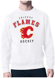 Starter Calgary Flames Mens White Logo Long Sleeve Crew Sweatshirt