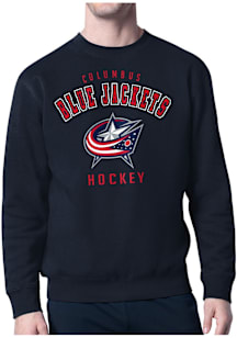 Starter Columbus Blue Jackets Mens Navy Blue Logo Long Sleeve Crew Sweatshirt